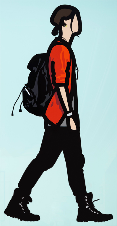 Julian Opie: Silkscreen on painted wooden board
100 x 50 x 3 cm
Unique. 