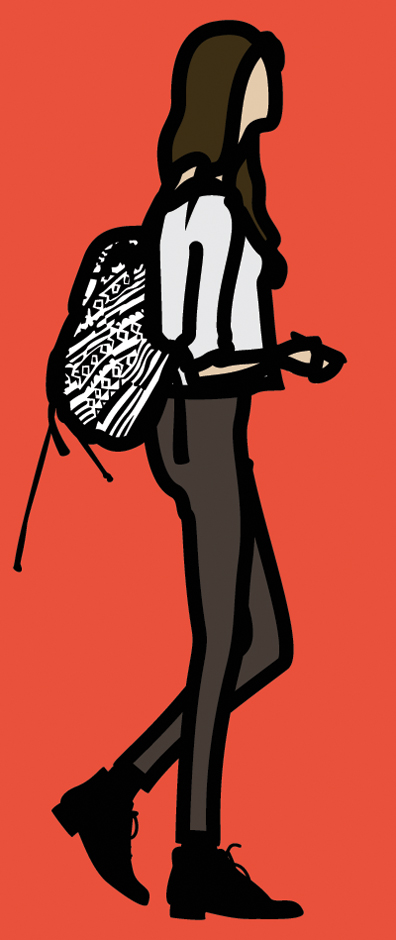 Julian Opie: Silkscreen on painted wooden board
105 x 45 x 3 cm
Unique. 