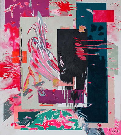 Caroline Corleone: Mixed media auf Leinwand, 135 x 120 cm. Caroline Corleone