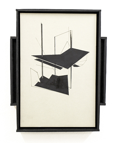 Sebastian Koch: Tusche auf Papier, Holz, 32 x 25 x 4 cm, Unikat. Sebastian Koch