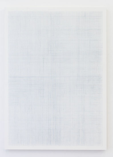  EMAK BAKIA _ curated by_Vienna 2016  "Meine Herkunft habe ich mir selbst ausgedacht": Sofie Thorsen
Untitled (Indigo Grid), 2016
Pigment und Kasein auf Holz
195 x 140 cm
Courtesy Galerie Krobath
. Rudolf Strobl