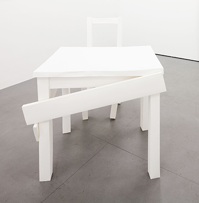 FRITZ PANZER / JOSEF BAUER: Tisch und Sessel, 2016
Papierskulptur ( Remake von 1968)
Zeichenpapier weiß 
Tisch  70 x 100 x 80 cm  Sessel  45 x 45 x 100 cm, Unikat 
. 