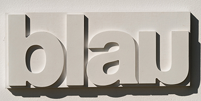 FRITZ PANZER / JOSEF BAUER: Zweifarbenbild, blau, 1990
MDF-Platte, Lack, 
56 x 22 x 3,5 cm, Unikat 
. 