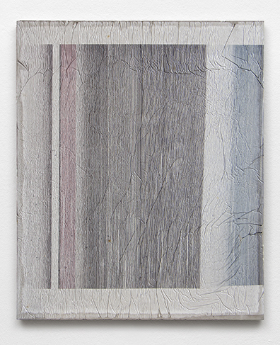 Michael Bauch  Theresa Eipeldauer  Jugoslav Mitevski  Benjamin Roth: O.T. / Untitled, 2017, .
Tinte auf Papier auf Beton / Ink on paper on concrete.
62 x 51 x 1,4 cm. Unikat / Unique.
Courtesy: Petra Rinck Galerie, Düsseldorf.. 