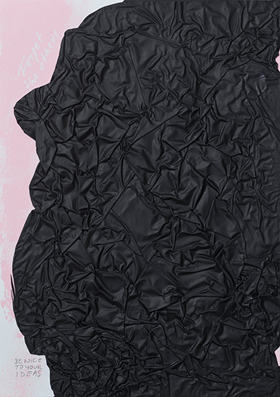 Guido Kucsko: BE NICE TO YOUR IDEASForget the others 2017
Paint on aluminum and paper
42 × 30 cm, Unikat / Unique. 