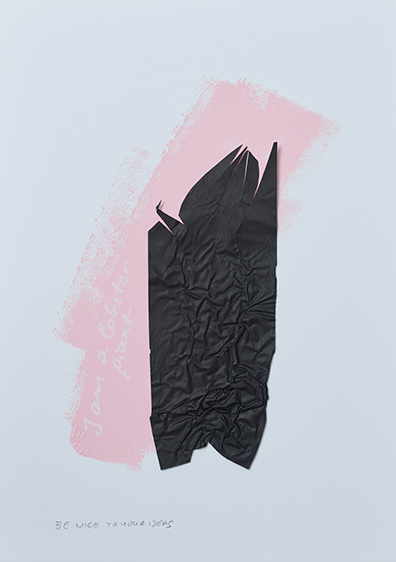 Guido Kucsko: BE NICE TO YOUR IDEAS I am a lobster giant 2017
Paint on aluminum and paper
42 × 30 cm, Unikat / Unique. 