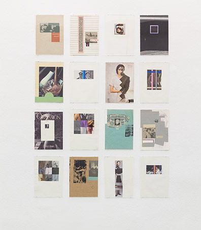 COLLAGE_Jiří Kolář . Jiří Kovanda . Dominik Lang  . Katja Strunz . Sofie Thorsen . Jenni Tischer : Collagen
1989-1993
21 x 29,7 cm Unikat / Unique
Ausstellungsansicht / Installation view. Jiri Kovanda