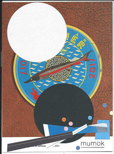 COLLAGE_Jiří Kolář . Jiří Kovanda . Dominik Lang  . Katja Strunz . Sofie Thorsen . Jenni Tischer : Untitled (mumok 5)
2017
Collage auf Einladungskarte / Collage on the invitation card
21,2 x 15 cm Unikat / Unique. Jiri Kovanda
