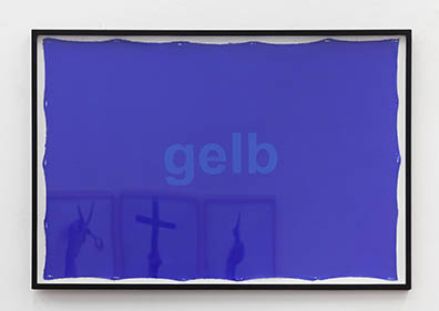 Josef Bauer: Gewebe auf Faserplatte, Acrylfarbe / 
fabric on fiberboard, acrylic paint 64 x 93 x 3 cm. Unikat/Unique.. Josef Bauer