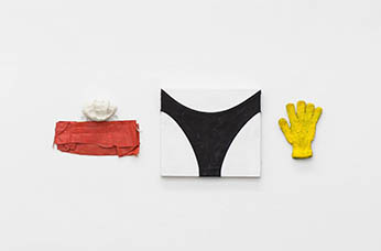 Josef Bauer: Triptychon. Papier, Acryl, Spachtelmasse / 
Paper, acrylic, filler 20 x 30 x 6 cm. Unikat/Unique.. Josef Bauer