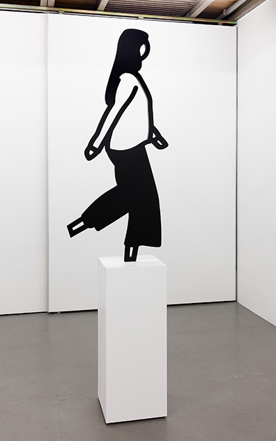 Julian Opie: 
Autolack auf Aluminium mit Corian Sockel / Auto paint on aluminium with corian base. 
134,6 x 59,4 x 2,5 cm (85 x 34 x 34 cm base). Unikat/Unique.. Studio Julian Opie