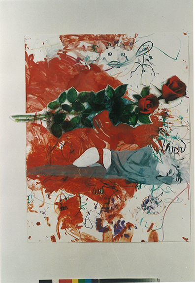 Rita Ackermann: Acryl, Marker und Collage auf Papier 
71 x 56 cm . 