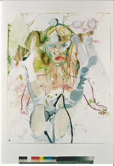 Rita Ackermann: Acryl und Marker auf Papier 
71 x 56 cm . 