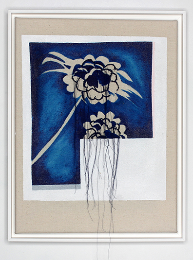  Caroline Corleone[br]Theresa Eipeldauer[br]Anna Meyer[br]Muntean/Rosenblum[br]Haleh Redjaian[br]Esther Stocker[br]Katja Strunz[br]Sofie Thorsen[br]Jenni Tischer: 
„Calliopsis““, 2020. 
Mischtechnik auf Leinwand, 40 x 30 cm. 
Unikat.. 