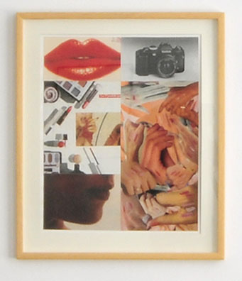 B&#283;la Kolá&#345;ová Falke Pisano Janice Kerbel Sofie Thorsen: Zkouška r&#367;že na rty, 1990 / Lipstick´s Proof
Make-up, Reproduktionen, Papier
55 x 44 cm, gerahmt 70 x 59 cm . 