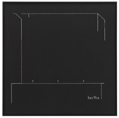 Katrina Daschner: Embroidery on canvas, unique, 44 x 44 cm framed, 2012
. Jens Ziehe