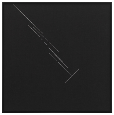 Katrina Daschner: Embroidery on canvas, unique, 44 x 44 cm framed, 2012. Jens Ziehe